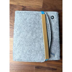 BMW i Collection Grey Felt Document Pouch Wallet Blue Interior Tan Strap Logo